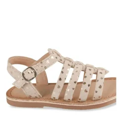 Sandales ROSE Fille CUIR Motif Coeurs Boucle