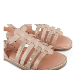 Sandales ROSE Fille CUIR Motif Coeurs Boucle