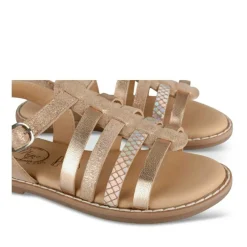 Sandales ROSE Fille CUIR Motif Paillettes Boucle