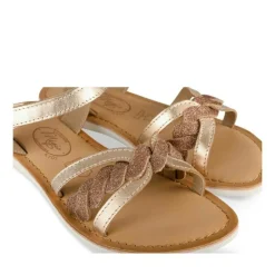Sandales ROSE Fille CUIR Motif Paillettes Scratch
