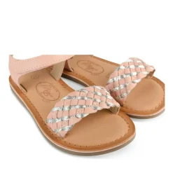 Sandales ROSE Fille CUIR Motif Tressé Scratch