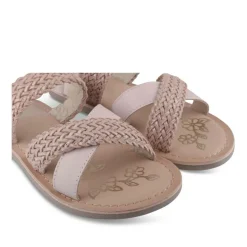 Sandales ROSE Fille CUIR Motif Tressé Scratch