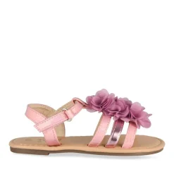 Sandales ROSE Fille Motif Fleuri Boucle