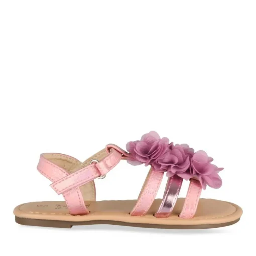 Sandales ROSE Fille Motif Fleuri Boucle