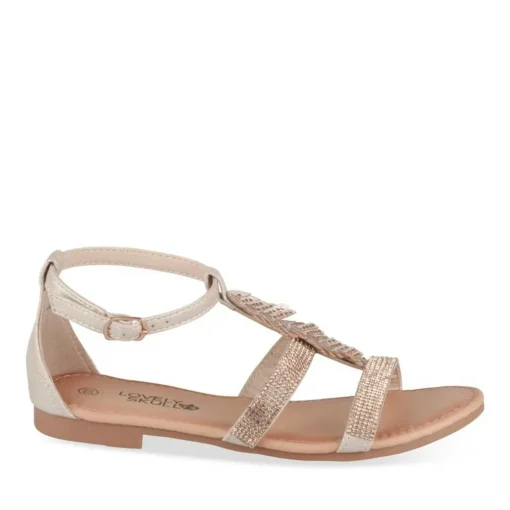 Sandales ROSE Fille Motif Paillettes Boucle