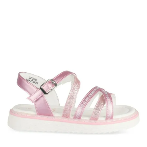 Sandales ROSE Fille Motif Paillettes Boucle