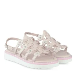 Sandales ROSE Fille Motif Fleuri Boucle