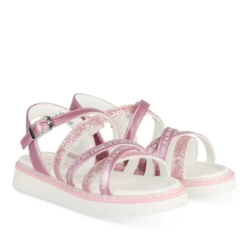 Sandales ROSE Fille Motif Paillettes Boucle