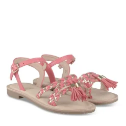 Sandales ROSE Fille Motif Tressé Boucle