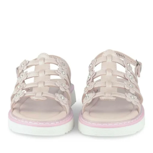 Sandales ROSE Fille Motif Fleuri Boucle