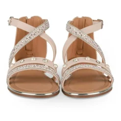 Sandales ROSE Fille Motif Perle Fermeture éclair