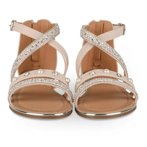 Sandales ROSE Fille Motif Perle Fermeture éclair