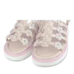 Sandales ROSE Fille Motif Fleuri Boucle