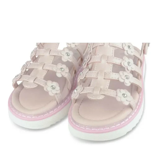 Sandales ROSE Fille Motif Fleuri Boucle