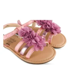 Sandales ROSE Fille Motif Fleuri Boucle