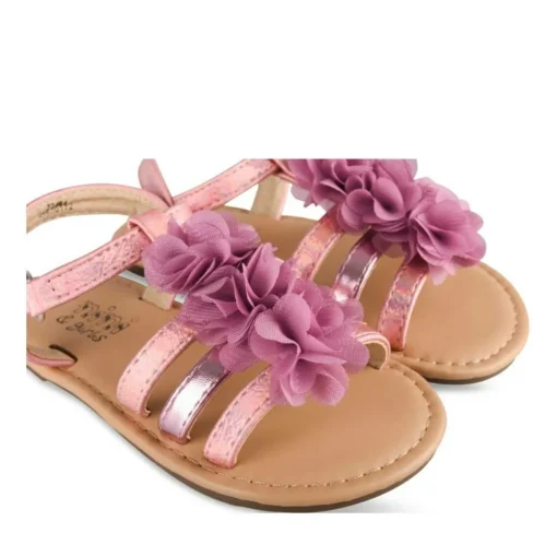 Sandales ROSE Fille Motif Fleuri Boucle