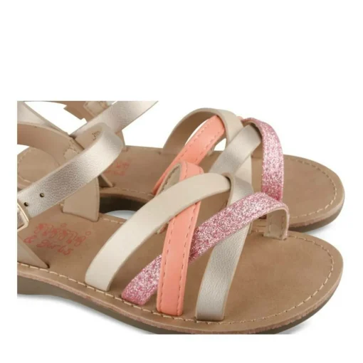 Sandales ROSE Fille Motif Iridescent Boucle