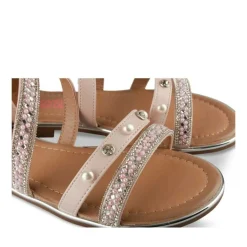 Sandales ROSE Fille Motif Perle Fermeture éclair