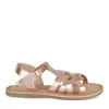 Sandales ROSE PALE Fille CUIR Motif Iridescent Boucle