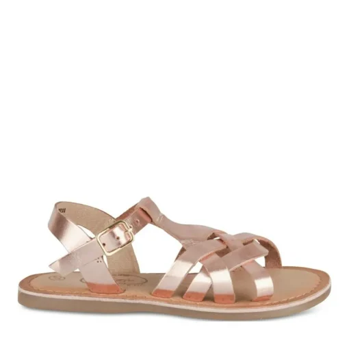 Sandales ROSE PALE Fille CUIR Motif Iridescent Boucle