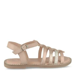 Sandales ROSE PALE Fille CUIR Motif Iridescent Boucle