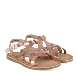 Sandales ROSE PALE Fille CUIR Motif Iridescent Boucle