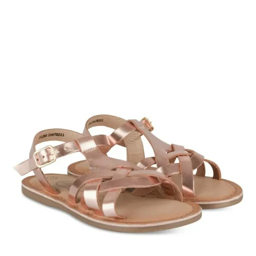 Sandales ROSE PALE Fille CUIR Motif Iridescent Boucle