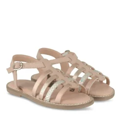 Sandales ROSE PALE Fille CUIR Motif Iridescent Boucle