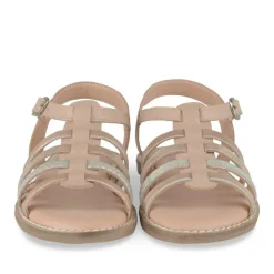 Sandales ROSE PALE Fille CUIR Motif Iridescent Boucle