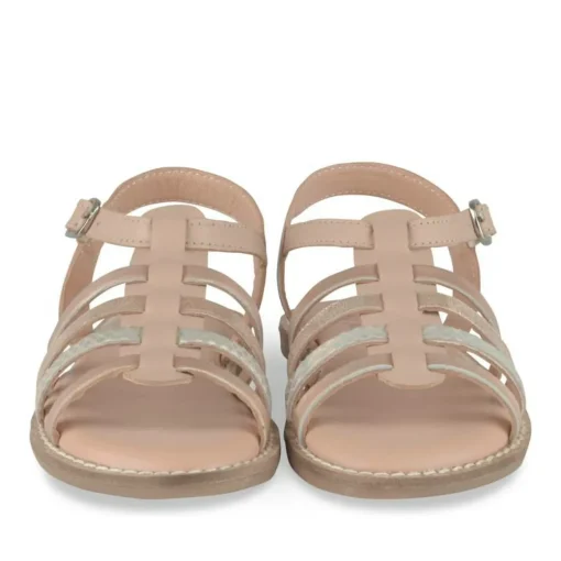 Sandales ROSE PALE Fille CUIR Motif Iridescent Boucle