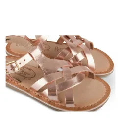 Sandales ROSE PALE Fille CUIR Motif Iridescent Boucle
