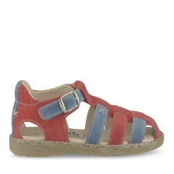 Sandales ROUGE Garçon CUIR Motif Uni Boucle