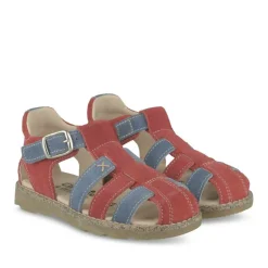 Sandales ROUGE Garçon CUIR Motif Uni Boucle