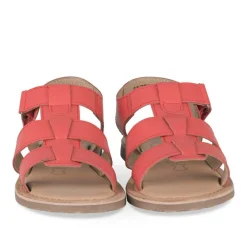 Sandales ROUGE Garçon CUIR Motif Uni Scratch
