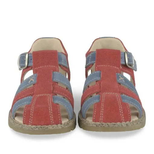 Sandales ROUGE Garçon CUIR Motif Uni Boucle