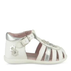 Sandales Sandales BLANC Fille CUIR Motif Fleuri Boucle