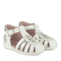 Sandales Sandales BLANC Fille CUIR Motif Fleuri Boucle