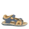 Sandales Sport BLEU Garçon CUIR Motif Uni Scratch
