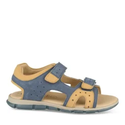 Sandales Sport BLEU Garçon CUIR Motif Uni Scratch