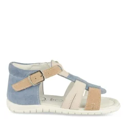 Sandales Sport BLEU Garçon CUIR Motif Multicolore Scratch