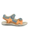 Sandales Sport BLEU Garçon CUIR Motif Etoiles Scratch