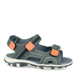 Sandales Sport BLEU Garçon CUIR Motif Uni Scratch