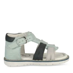 Sandales Sport BLEU Garçon CUIR Motif Uni Boucle