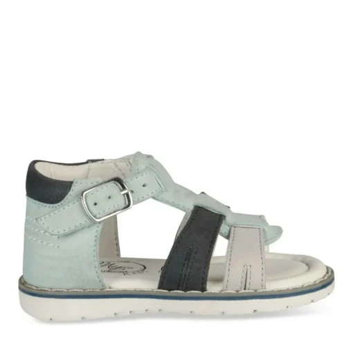 Sandales Sport BLEU Garçon CUIR Motif Uni Boucle