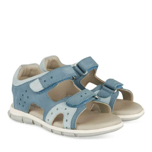 Sandales Sport BLEU Garçon CUIR Motif Uni Scratch