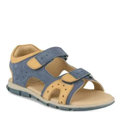 Sandales Sport BLEU Garçon CUIR Motif Uni Scratch