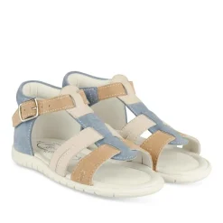 Sandales Sport BLEU Garçon CUIR Motif Multicolore Scratch
