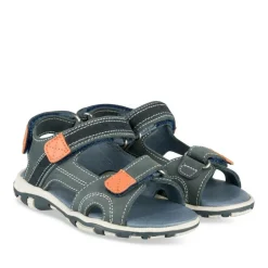 Sandales Sport BLEU Garçon CUIR Motif Uni Scratch