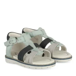 Sandales Sport BLEU Garçon CUIR Motif Uni Boucle