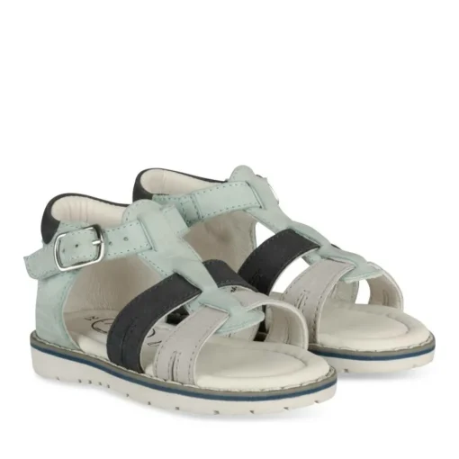 Sandales Sport BLEU Garçon CUIR Motif Uni Boucle